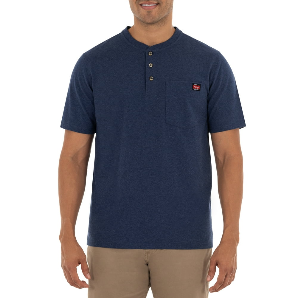 Wrangler - Wrangler® Men's Short-sleeve Workwear Pocket Henley Shirt ...
