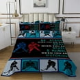 thumbnail image 1 of Erosebridal Ice Hockey Print Coverlet Set Queen, Sport Player Bedding Set, Patchwork Decor 3 Pieces, 1 of 5