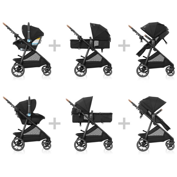 Evenflo Shyft Intuiti+ Travel System featuring LiteMax NXT with SensorySoothe, Eclipse Black