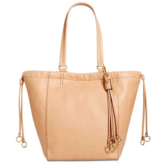Calvin Klein Women's Large Drawstring Handbag Totes, Dark Beige
