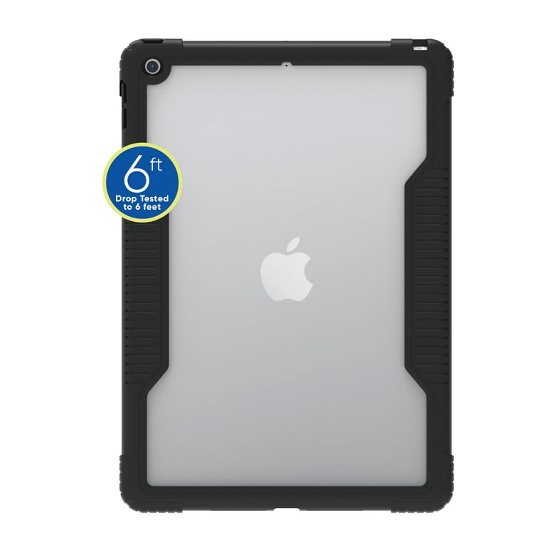 onn. Slim Rugged Tablet Case for iPad (7th, 8th, 9th generation) - Black/Clear