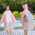 thumbnail image 1 of Kids' EVA Backpack Access Rain Poncho School Storm Commute Gear Extended Hood Shield Windproof Rainproof Cape Quick Dry Reusable 6-12 Years Light Pink 160, 1 of 6