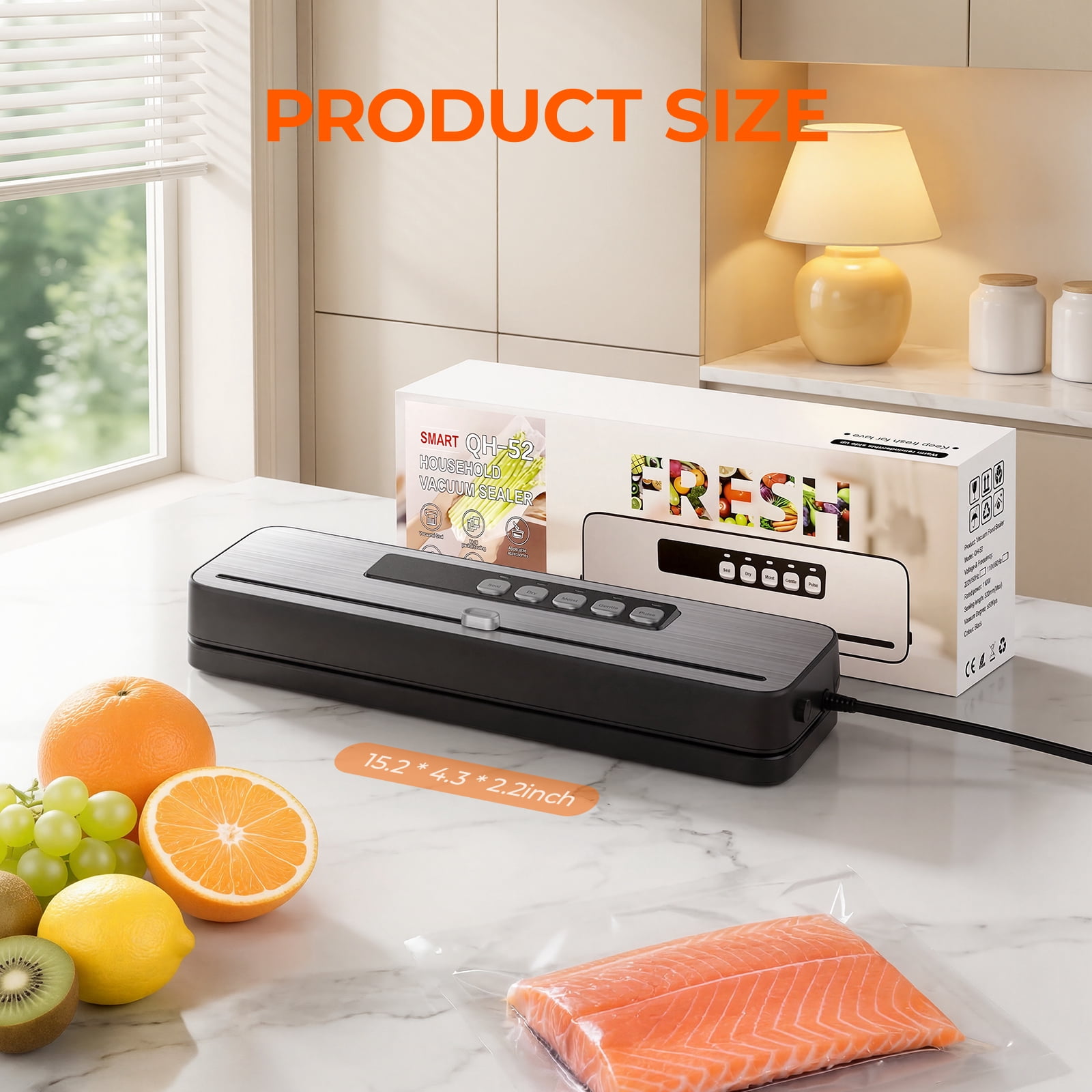RUIE Vacuum Sealer Machine for Food with 20 Bags,60KPa Automatic Air Sealing Food Saver with Dry and Moist Food Modes,Led Indicator Lights, Easy to Clean, Compact Design