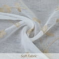thumbnail image 5 of HOMERRY 26"W x 30"L Sheer Kitchen Curtains Leaves Embroidered Cafe Curtains Voile Faux Linen Textured for Bathroom Bedroom, Natural, Set of 2, 5 of 7