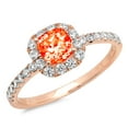 thumbnail image 4 of 0.89 ct Princess Cut Simulated Red Diamond with Simulated Diamond Halo Accents 18K Rose Gold Womens Engagement Ring, 4 of 5
