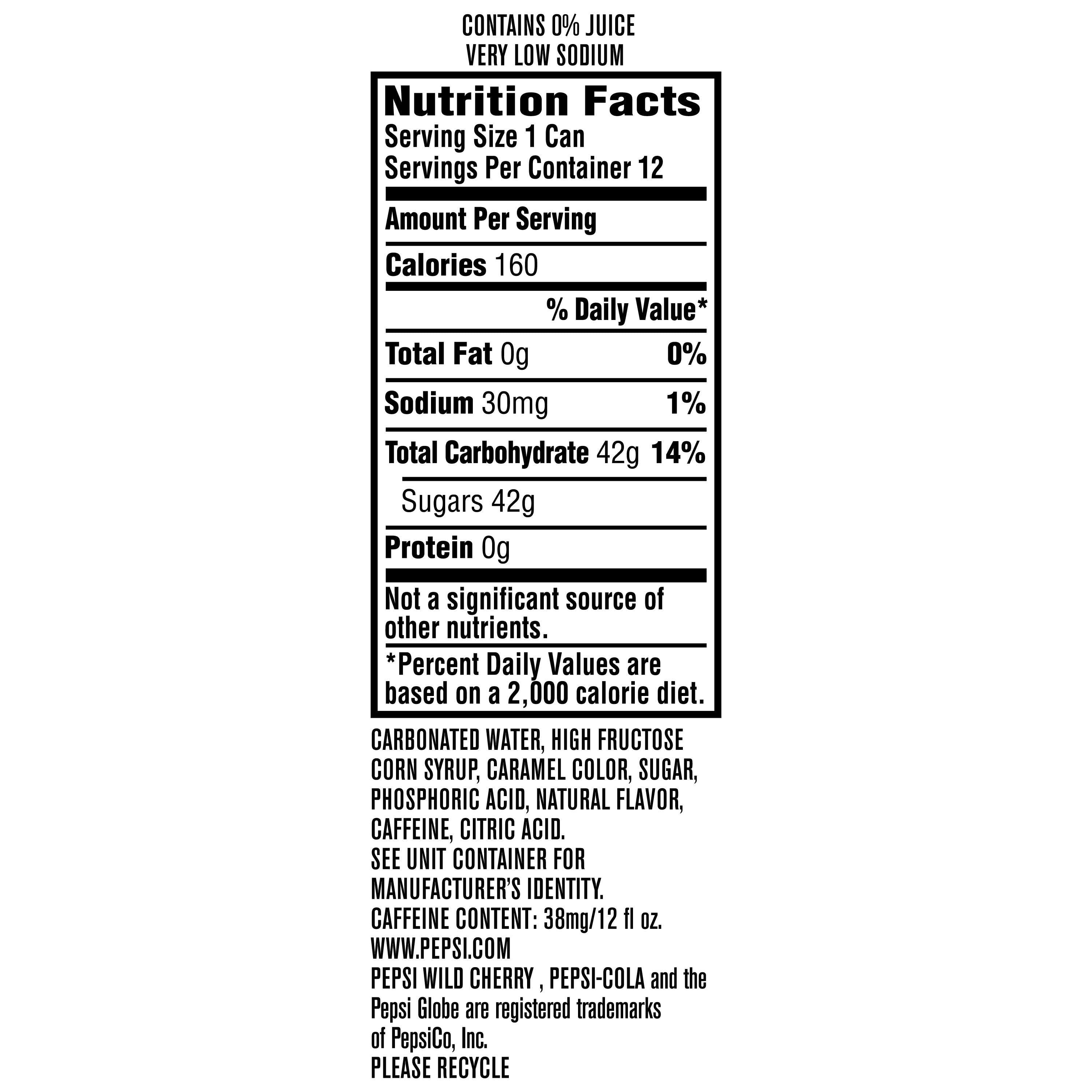 Nutrition Facts 1 Can Pepsi Nutrition And Dietetics with regard to Nutrition Facts Unit