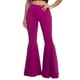 thumbnail image 1 of Pantalones Acampanados de Cintura Alta Qarigey Algodón Transpirables Púrpura S, 1 of 6