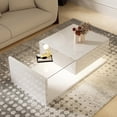 thumbnail image 1 of High-Gloss Coffee Table with Adjustable LED Lights and Drawer and Glass Tabletop, Modern Living Room Center Table, 39.4"x19.6"x12.7", 1 of 9