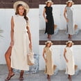 thumbnail image 5 of TEELYNN, vestidos casuales de punto sólidos largos, vestido de mujer con cuello redondo, sin mangas, vestido sexy con abertura lateral, vestido de verano bohemio para playa, vestidos para mujer, 5 of 5