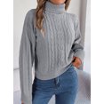 thumbnail image 1 of Suéter de punto de manga larga con cuello alto y giro informal para otoño e invierno, ropa de mujer, 1 of 5