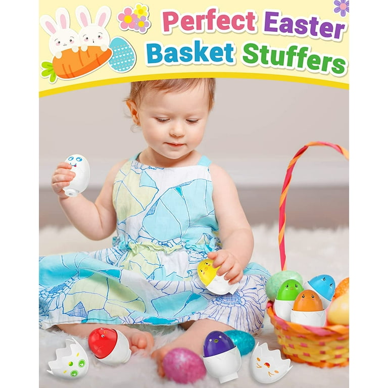 Easter Egg Toys Montessori Toys Babies Boys Girls and Kids Hide Squeak Plastic Eggs Easter Gifts Educational Learning Toy Easter Basket Stuffers