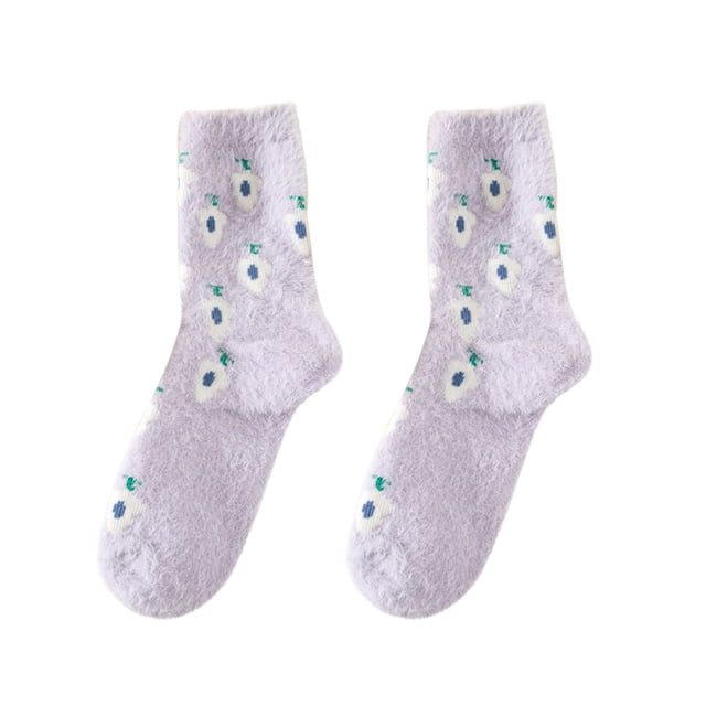 Chaussettes Thermiques Corail Confortables pour Femmes avec Imprimé de Fruits Frais pour Confort Intérieur Extérieur