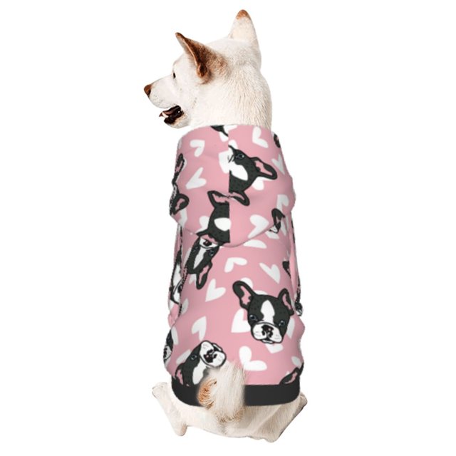Fotbe French Bulldog Sudadera con Estampado para Perros Pequeños – Suéter con Capucha para Mascotas, Tela Suave de Forro Polar con Bolsillo-Large
