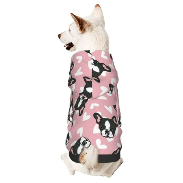 Fotbe French Bulldog Sudadera con Estampado para Perros Pequeños – Suéter con Capucha para Mascotas, Tela Suave de Forro Polar con Bolsillo-XX-Large