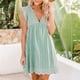 thumbnail image 4 of Vestido elegante de verano con escote en V, mangas con volantes, pantalones cortos y bolsillos para mujer, 4 of 6