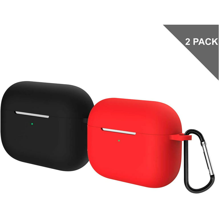 Ed Vice porcelæn Airpods Pro Case,（2 Pack） Visible Front LED,Shock & Scratch-Resistant, Premium Silicone Airpod Pro Case Protective Cover for Airpods Pro/Airpods  3(Black+red) - Walmart.com