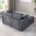 thumbnail image 4 of 68.5" Loveseat Sofa with 2 Ottoman, Modular Sofa Sleeper Couch Set Upholstered Couch for Living Room Apartment Small Space, Chenille  Grey, 4 of 7