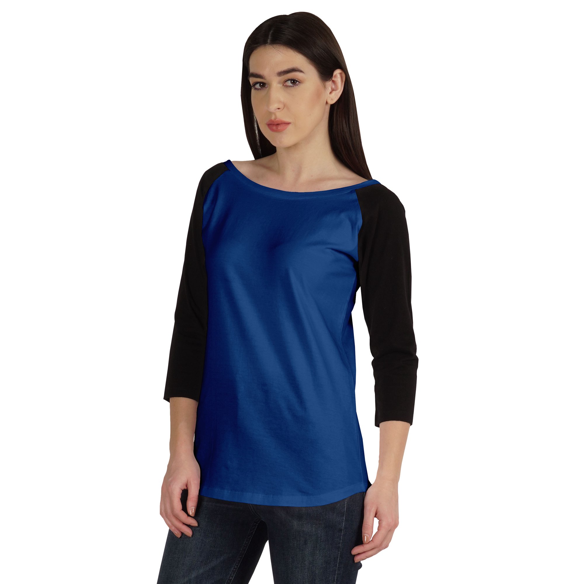 T-shirt Femme Col V à Manches Longues - Coupe Décontractée, Color Block, Parfait Pour L'automne