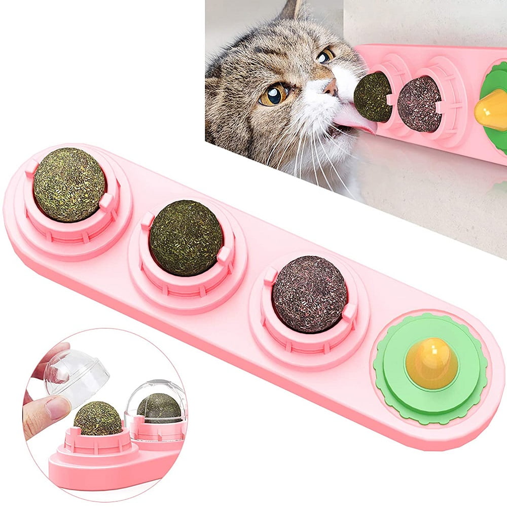 POPETPOP 2pcs Cat Treats Creative Cat Mint Balls Catmint Ball Toy Wall-Mounted Cat Chew Toys Pet Lick Toys for Kittens Puppy Cats 