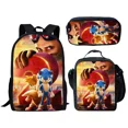 thumbnail image 2 of El conjunto de mochila transfronteriza de Sonic Anime para estudiantes de primaria incluye bolsa de almuerzo y estuche para lápices, material de nailon duradero, 2 of 5