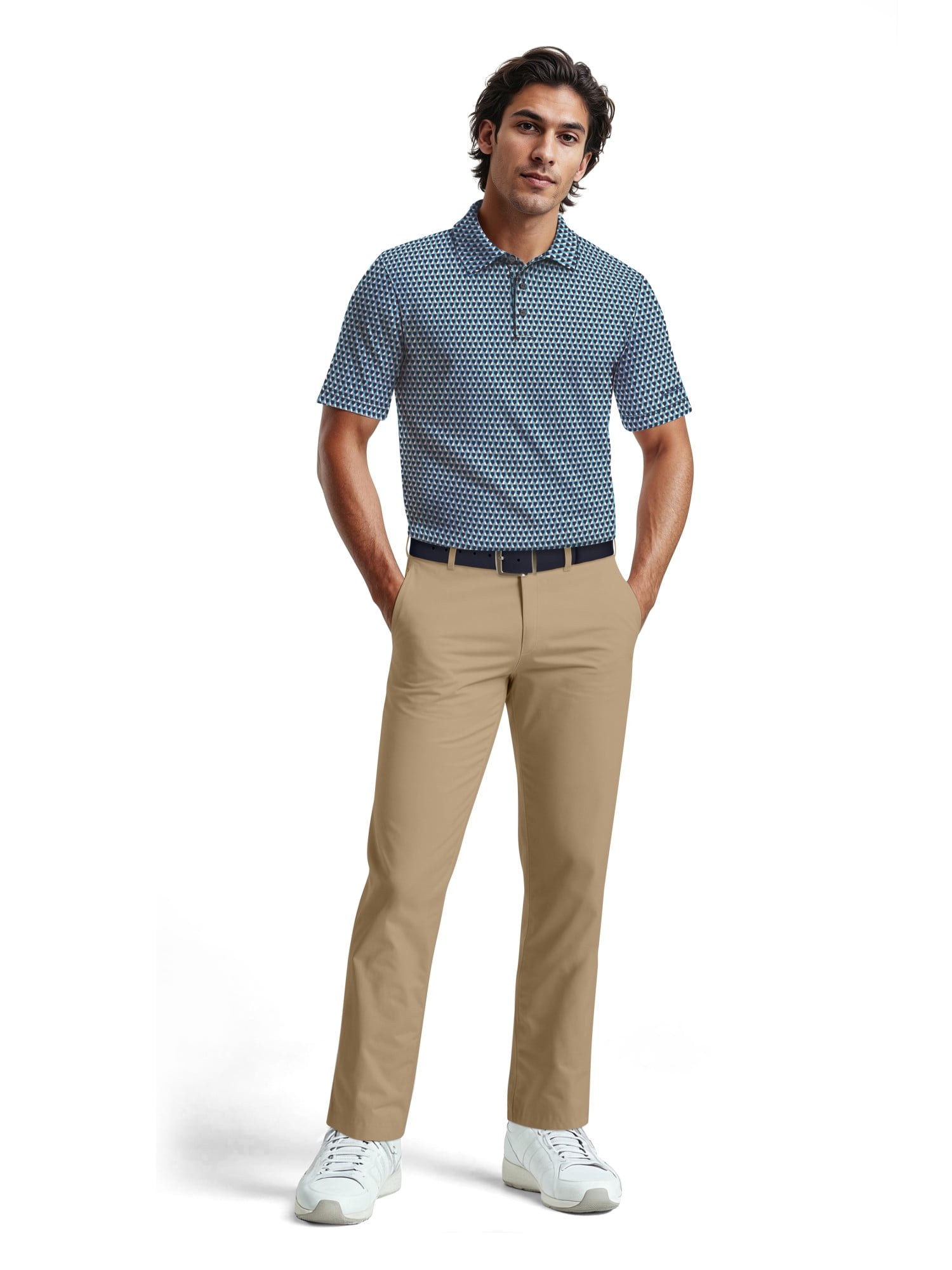 Ben Hogan Men's & Big Men's Performance Large Geometric Short Sleeve Polo Shirt, Sizes S-5XL