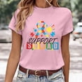 thumbnail image 2 of Bibifish Womens Tees Autism Awareness Graphic Soft Cozy Regular Fit Crewneck Short-Sleeve Tees Summer Daily Party Stylish T-Shirts, 2 of 4