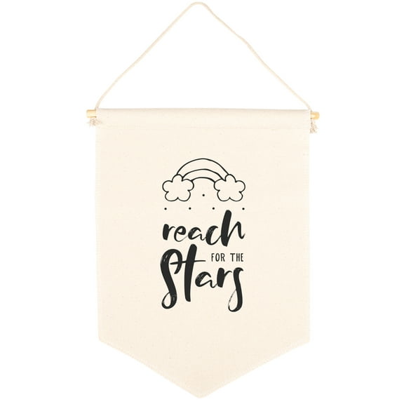 Koyal Wholesale Hanging Wall Canvas Banner, Reach For The Stars Canvas, Nursery Wall Decoration Banner, 1-Pk