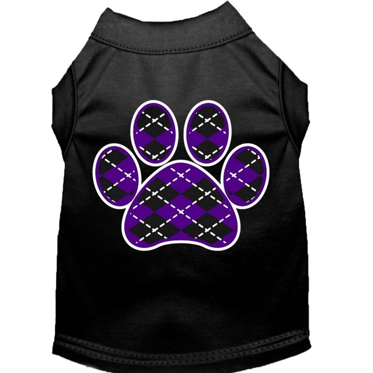 Mirage Pet Products Argyle Paw Print Dog Shirt - Purple & White, Sleeveless, XXXL (20"), 50/50 Poly-Cotton Blend