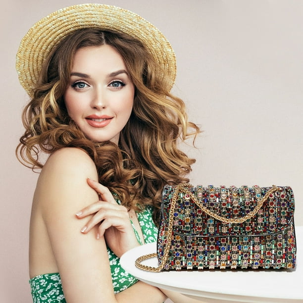 XWSHYW Contenedores de Almacenamiento Bolso de Cena para Mujer 2024, Nuevo, Moderno y de Alta Gama, con Incrustaciones de Diamantes, Pequeño Bolso Cruzado para Hombro, Bolso para Vino con Diamantes