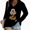 thumbnail image 1 of Women Vintage floral print V-Neck T-Shirt Fashion Casual Women Disney Mickey Mouse Print Long Sleeves Loose Tee Shirt Women TL Gao Jinjia LED, 1 of 2