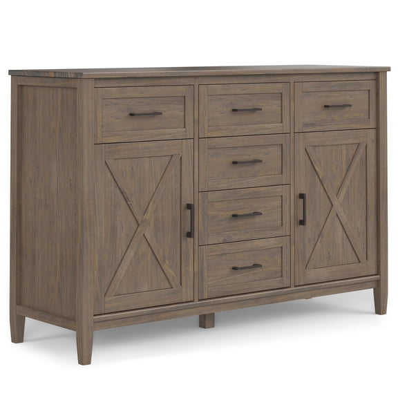 Simpli Home Ela SOLID WOOD and Pine 54 inch x 18 inch Rectangle Transitional Sideboard in Smoky Brown