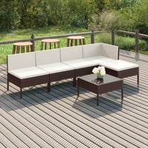 vidaXL 6 Piece Patio Lounge Set with Cushions Poly Rattan Brown, 3094371