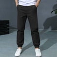 thumbnail image 5 of Xaqiouau Boys Jogger Pants with Pintuck Detail Elastic Waist Casual Trousers Cuffed Leg Relaxed Fit Solid Color Everyday Wear Kids School Sportswear Black 12-13 Years, 5 of 9