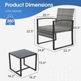 thumbnail image 3 of HYDRAGARDEN 3PCS Patio Furniture Set, Outdoor Wicker Bistro Conversation Set with Padded Cushions & Glass Table, Garden Rattan Chair Set for Porch Balcony Backyard (Plus Brown Wicker & Brown Cushions), 3 of 12