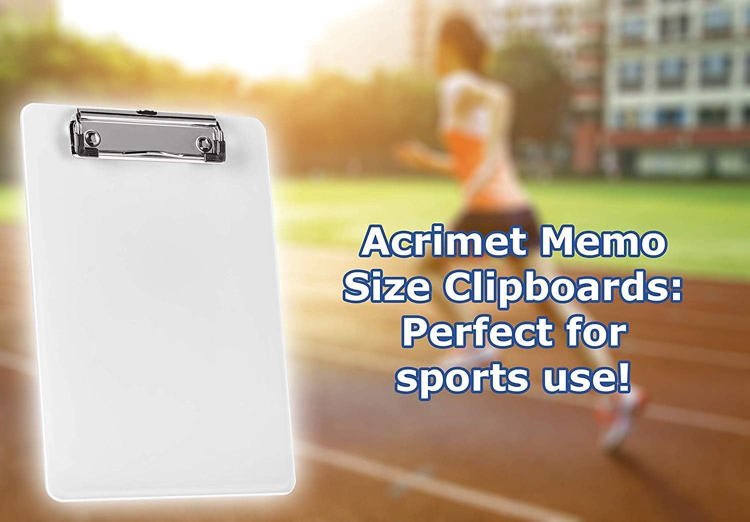 Acrimet Clipboard Memo Size A5 (9 1/4” x 6 5/16”) Low Profile Clip (Plastic) (Clear Crystal Color) (6 Pack)