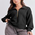 thumbnail image 3 of PENGXIANG Casual Femmes en Vrac Pull Revers Solide Manches Longues Demi-Zip Sweatshirt, 3 of 7
