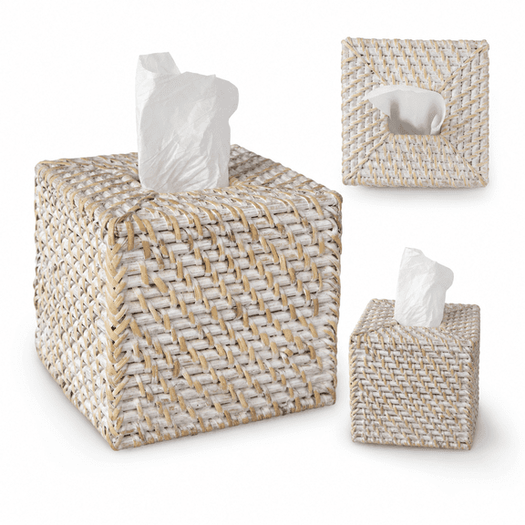 Cube Rattan Wicker Tissue Box Cover