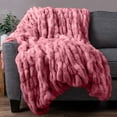 thumbnail image 3 of Lavish Home 60x80-Inch Ruched Faux Fur Blanket for Sofas and Beds (Pink), 3 of 7
