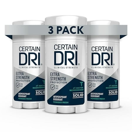 Certain Dri Extra Strength Antiperspirant Solid, 72hr Sweat & Odor Control, 3pk