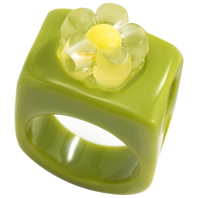 Anneau de Bague Empilable en Forme de Doigt de Mode de Fleur de Résine pour Femmes