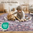 thumbnail image 4 of ODIKA 8'x10' Washable Area Rug Purple Distressed Petal Vine Vintage Botanical Pink Boho Refined for Living Room, Under Sectional, Family , Durable, Non-Slip, 4 of 7