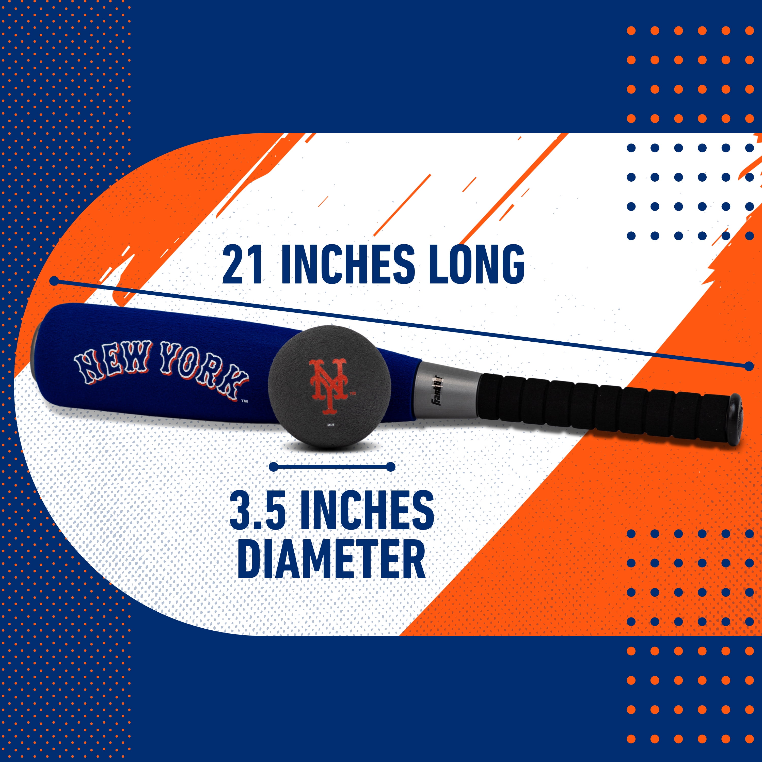 Franklin Sports MLB New York Mets Foam Bat + Ball Set, 21 in
