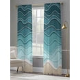 thumbnail image 4 of Sheer Curtains 84 Inches Long 2 Panels, Teal Gradient Water Ripple Rod Pocket Curtain Voile Draperies, Summer Beach Ocean Style Light Filtering Window Treatment for Living Room Kitchen Bedroom, 4 of 8