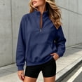 thumbnail image 2 of TZZQ Women Quarter Zip Pullover Sweatshirt Oversized Loose Fit Athletic Sweatshirt Casual Fashion Stand Collar Long Sleeve Pullover Hoodie Comfy Trendy Plus Size Relaxed Fit Sports Shirts Navy Xl, 2 of 8