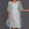 thumbnail image 2 of Conjunto de vestido de dos piezas de gasa y encaje para mujer: color liso, elegante e informal, material de poliéster, 2 of 7