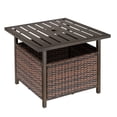 thumbnail image 1 of Brown Rattan Wicker Patio Coffee Table with Umbrella Hole - 21.75" Outdoor Side Table for Living Room, Garden & Poolside - Durable PE & Steel Design, 1 of 7