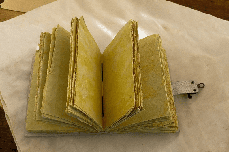 Blank Spell Book of Shadows with 200 Handmade Deckle Edge Paper Vintage Leather journal The Raven Grimoire Print gifts for him her