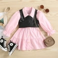 thumbnail image 4 of Tenues de Mode pour Filles, Chemises Longues Roses + Gilet en Cuir PU 1-6 Ans, 4 of 6