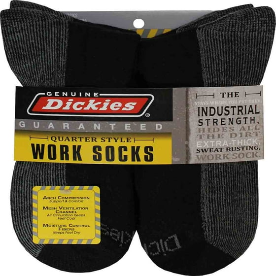 Genuine Dickies Men's DriTech Comfort Quarter Work Socks, 5Pack