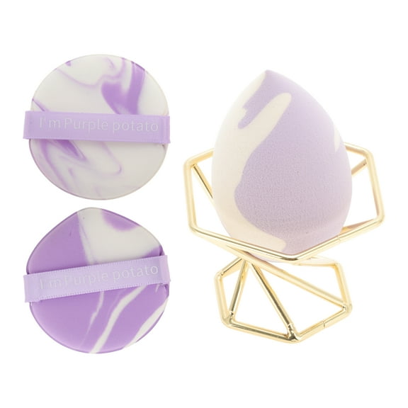 Unique Bargains 1 Set Portable Face Makeup Sponge Kit for Bedrooms Purple White Hydrophilic Polyurethane